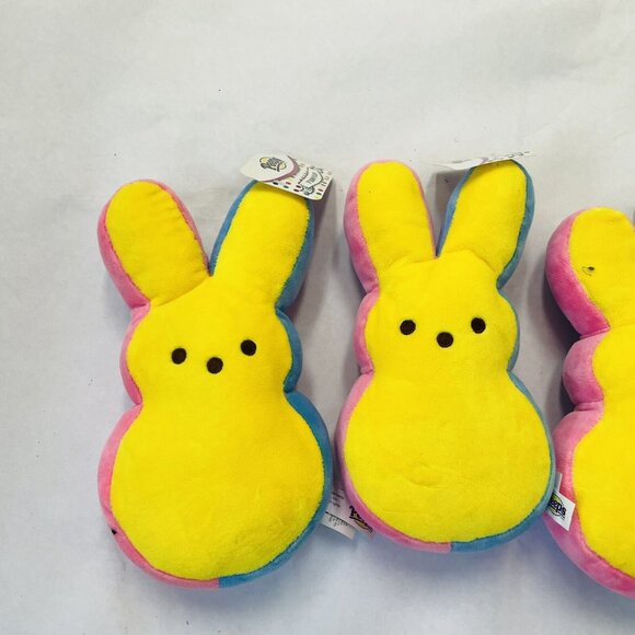 Peep Bunny Plush Stuffed Animal Peeps Rainbow 9 in- Pink Purple Blue (3 Pack) - Picture 3 of 8